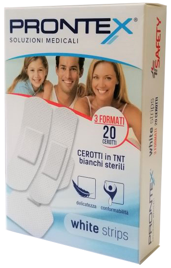 CEROTTO PRONTEX WHITE STRIPS IN TESSUTO NON TESSUTO BIANCO STERILE 3 FORMATI 20 PEZZI - Farmaciacarpediem.it