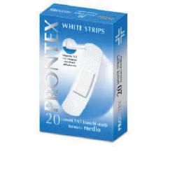 CEROTTO PRONTEX WHITE STRIPS IN TESSUTO NON TESSUTO BIANCO STERILE SCATOLA 20 CEROTTI MEDI - Farmaciacarpediem.it