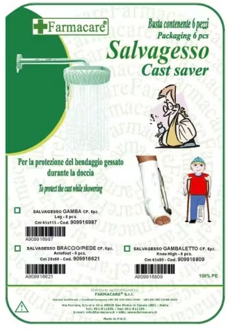 SALVAGESSO PER GAMBALETTO UTILE PER LA PROTEZIONE DEL GESSO DURANTE LA DOCCIA 6 PEZZI - Farmaciacarpediem.it