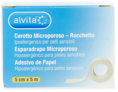CEROTTO MICROPOROSO IN ROCCHETTO ALVITA IPOALLERGENICO PER PELLI SENSIBILI 5X500CM - Farmaciacarpediem.it