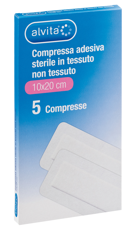 ALVITA GARZA COMPRESSA AUTOADESIVA IN TNT 10X20CM 5 PEZZI - Farmaciacarpediem.it