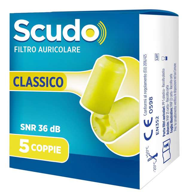SCUDO FILTRO AURICOLARE CLASSICO SNR 36 DB 7-12MM 5 PAIA - Farmaciacarpediem.it