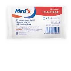 GARZA COMPRESSA IDROFILA MEDS FARMATEXA 12/8 10X10CM 25 PEZZI - Farmaciacarpediem.it