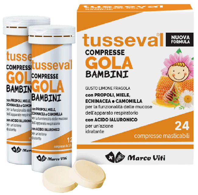 TUSSEVAL GOLA BAMBINI 24 COMPRESSE - Farmaciacarpediem.it