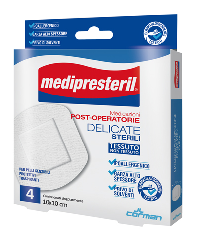 MEDICAZIONE POST OPERATORIA MEDIPRESTERIL DELICATA TNT 10X10CM 5 PEZZI - Farmaciacarpediem.it