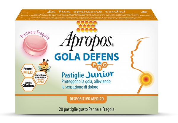 APROPOS GOLA DEFENS PRO 20 PASTIGLIE JUNIOR PANNA FRAGOLA - Farmaciacarpediem.it