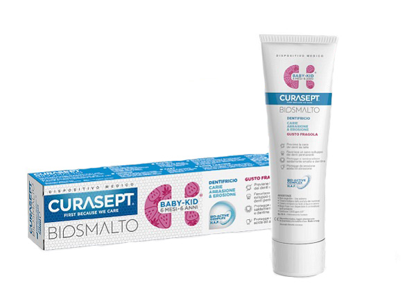 CURASEPT BIOSMALTO DENTIFRICIO BABY KID FRAGOLA CARIE ABRASIONE & EROSIONE 50 ML - Farmaciacarpediem.it