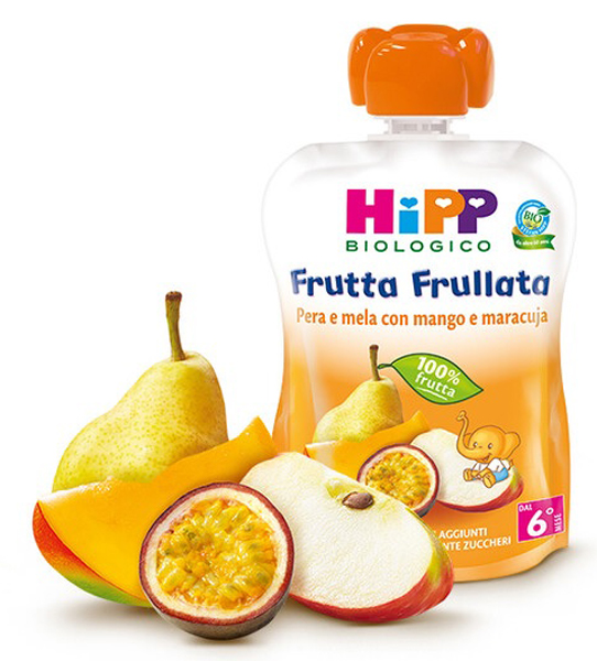 HIPP BIO FRUTTA FRULLATA PERA/MELA CON MANGO E MARACUJA 90 G - Farmaciacarpediem.it