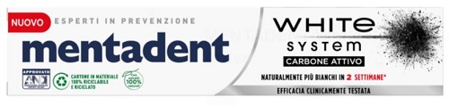 MENTADENT WHITE SYSTEM CHARCOAL 75 ML - Farmaciacarpediem.it