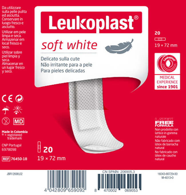 LEUKOPLAST SOFT WHITE 72 X 19 CM 20 PEZZI - Farmaciacarpediem.it