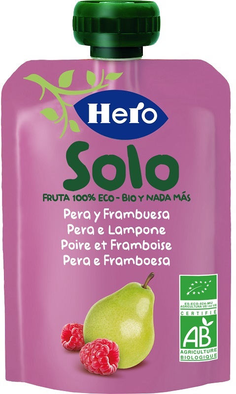 HERO SOLO FRUTTA FRULLATA 100% BIO PERA E LAMPONE 100 G - Farmaciacarpediem.it