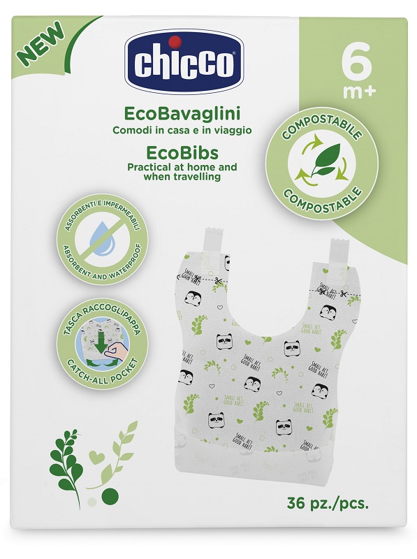 CHICCO BAVAGLINI MONOUSO COMPOSTABILI 36 PEZZI - Farmaciacarpediem.it