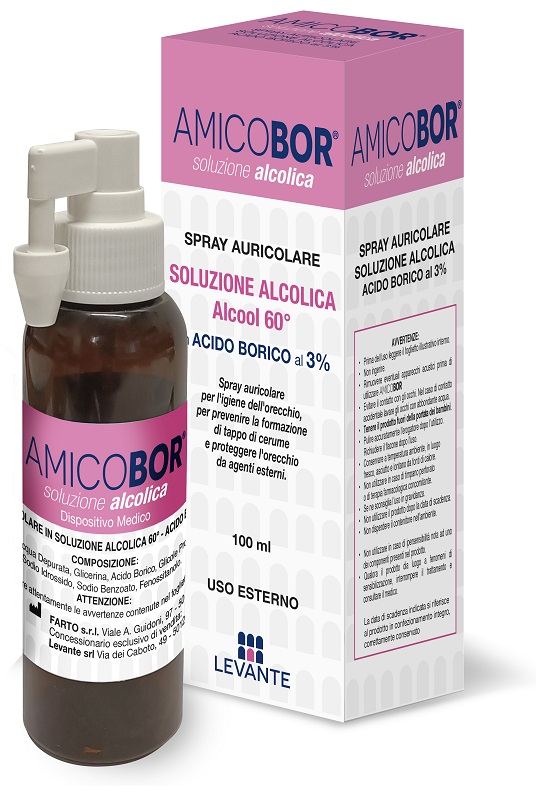 SOLUZIONE ALCOLICA PER IRRIGAZIONE DELL'ORECCHIO AMICOBOR 100 ML - Farmaciacarpediem.it