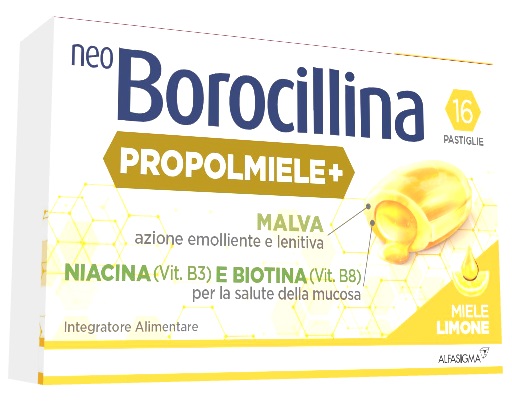 NEOBOROCILLINA PROPOLMIELE+ MIELE/LIMONE 16 PASTIGLIE DA 3,4 G - Farmaciacarpediem.it