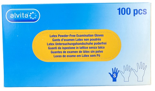 GUANTI DA ISPEZIONE ALVITA IN LATTICE SENZA TALCO S 100 PEZZI - Farmaciacarpediem.it