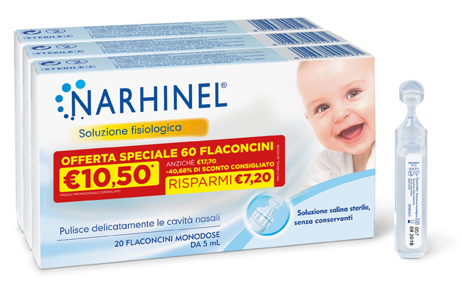 SOLUZIONE FISIOLOGICA NARHINEL 3 PACK PROMO 2022 DA 20 FLACONCINI DA 5 ML - Farmaciacarpediem.it