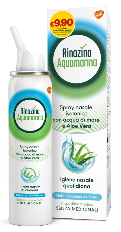 SOLUZIONE ISOTONICA RINAZINA AQUAMARINA ALOE DELICATA PROMO 100 ML - Farmaciacarpediem.it
