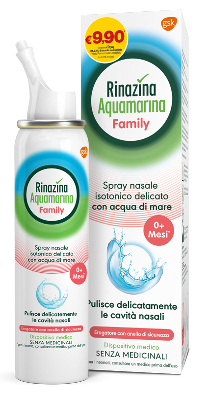 SPRAY NASALE ISOTONICO RINAZINA AQUAMARINA FAMILY PROMO 100 ML - Farmaciacarpediem.it